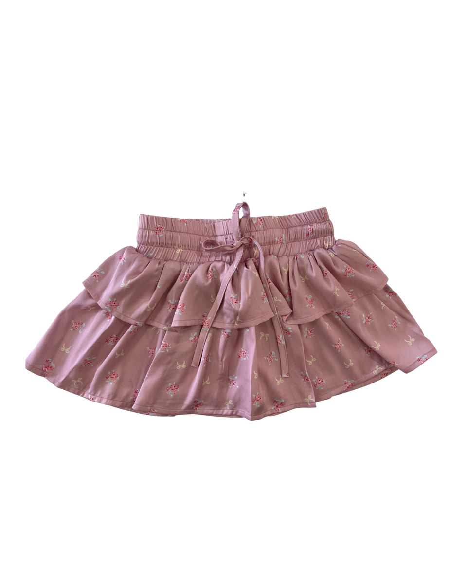 Willow Satin Skort Rose Bow Mauve