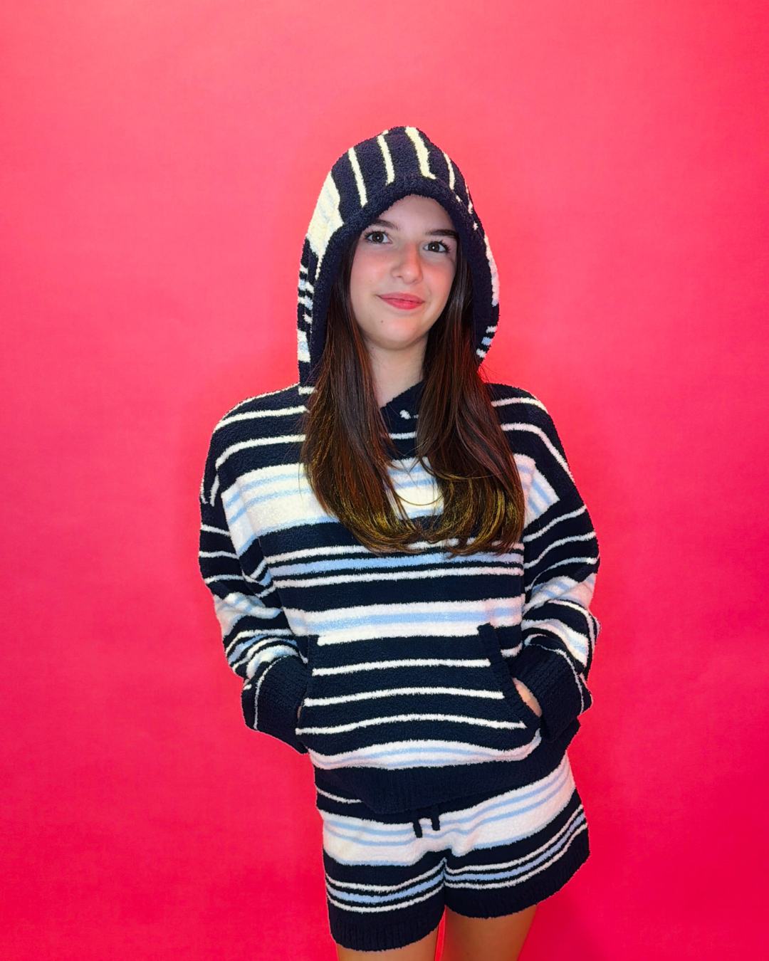 Parker Hoodie Mixed Blue Stripe