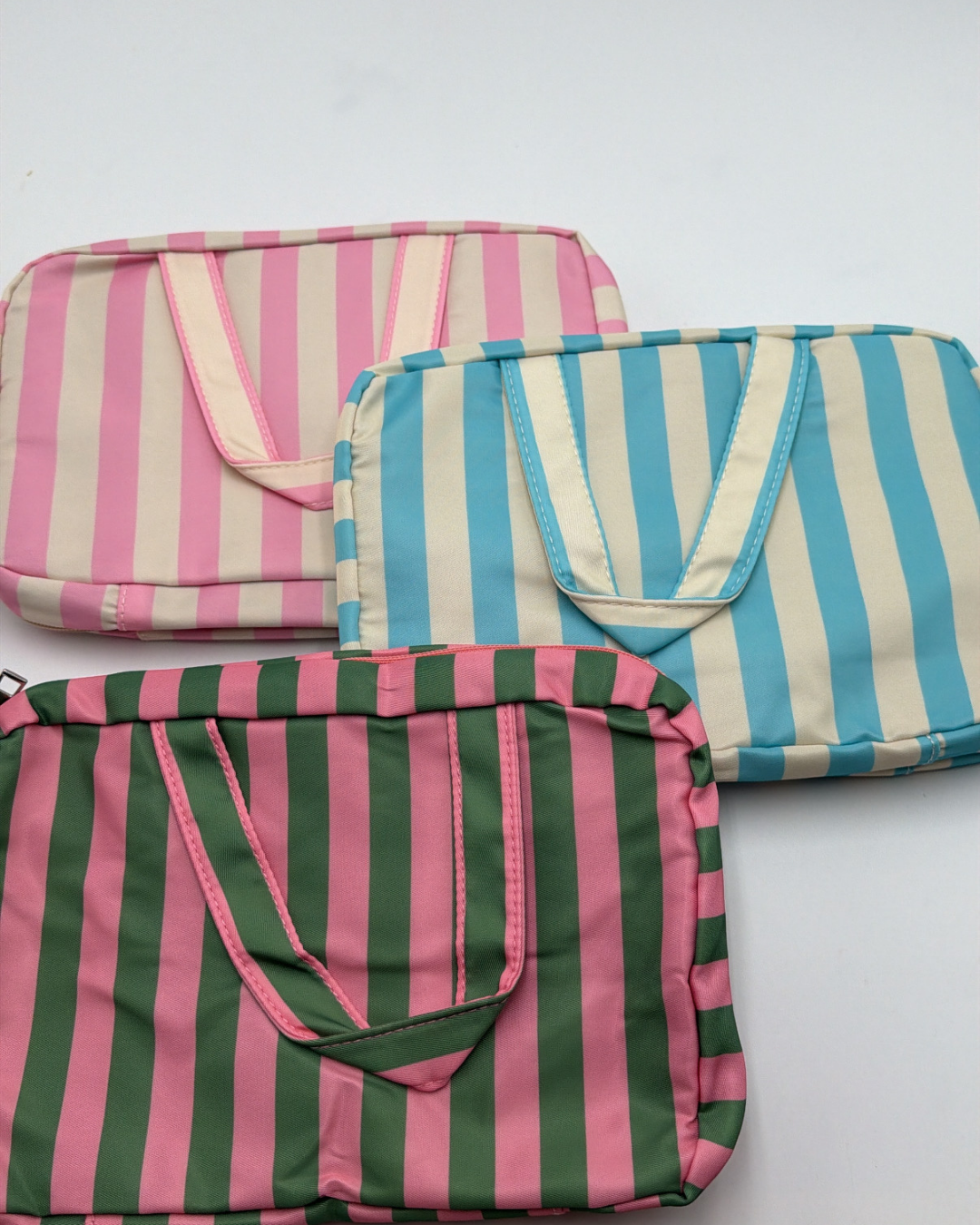 Striped Hanging Toiletry & Makeup Bag Pink Ivory