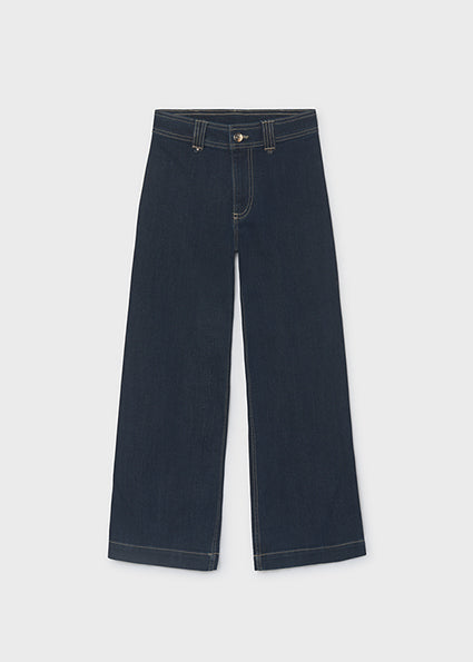 Wide Leg Denim Pants Dark Wash