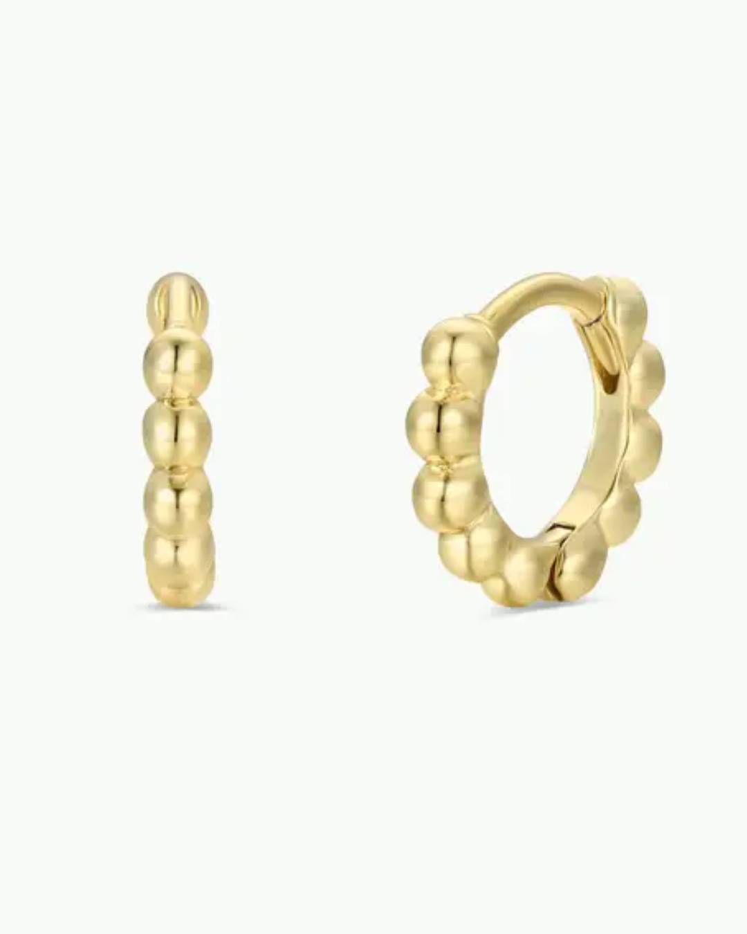 Tiny Ball Hoop Gold Earrings