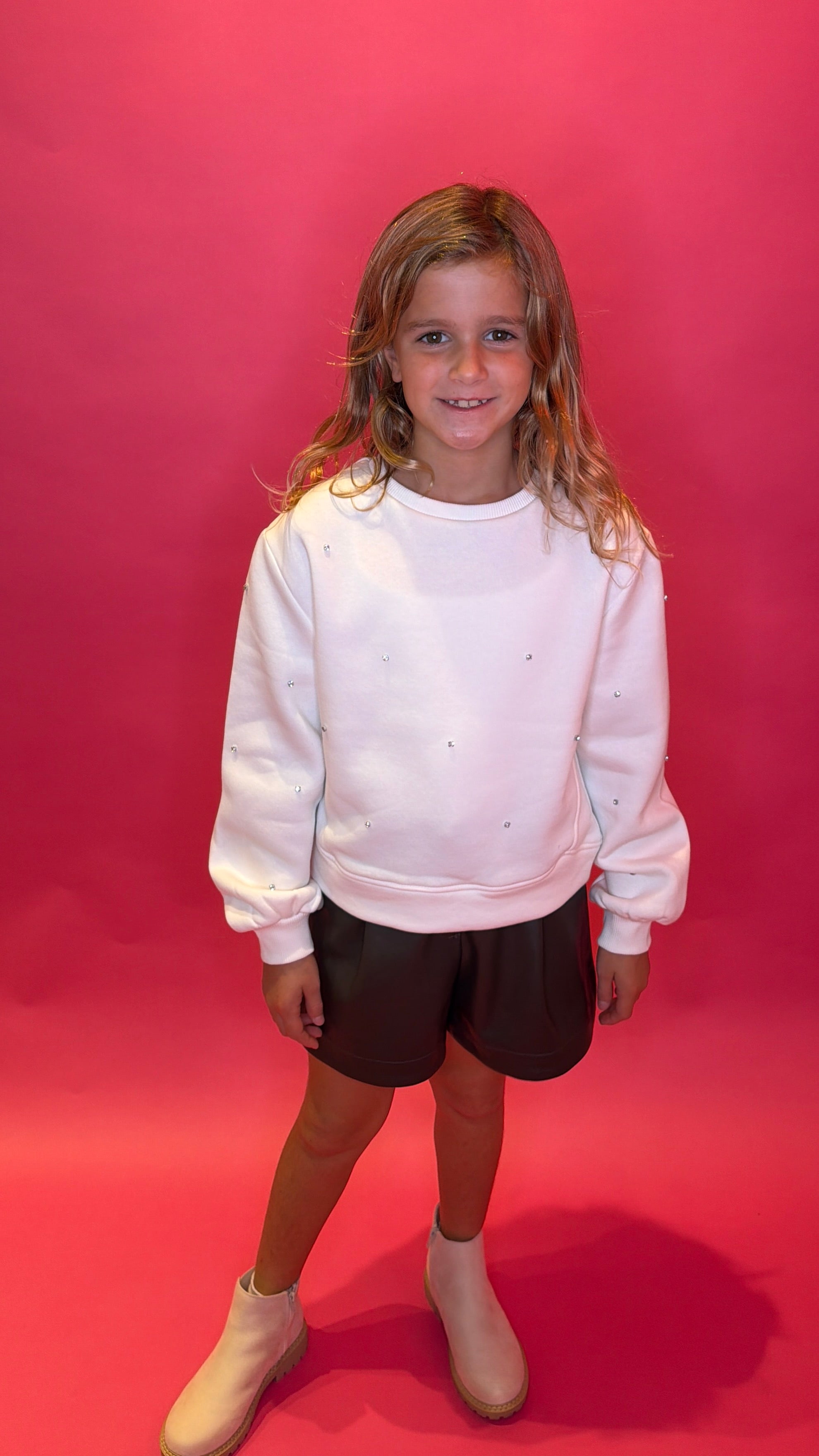 Rhinestone Sweatshirt Natural