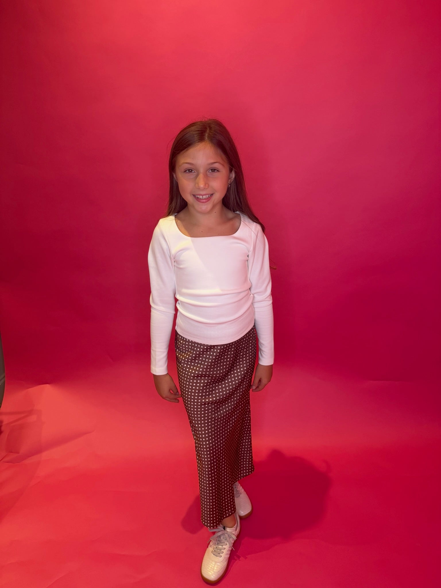 Anastasia Reversible Skirt Espresso Polka Dot
