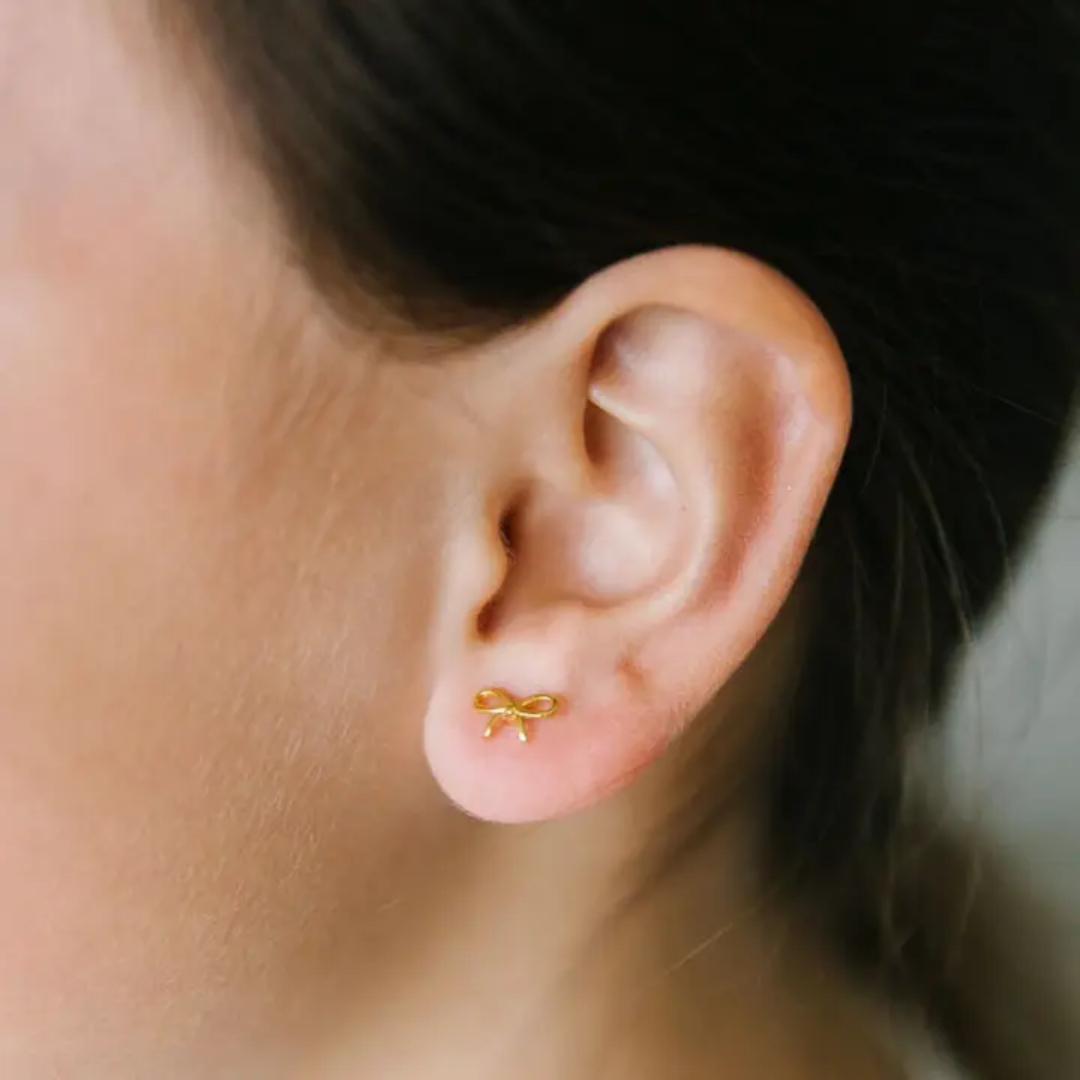 Gold Bow Flat Back Stud