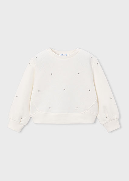 Rhinestone Sweatshirt Natural