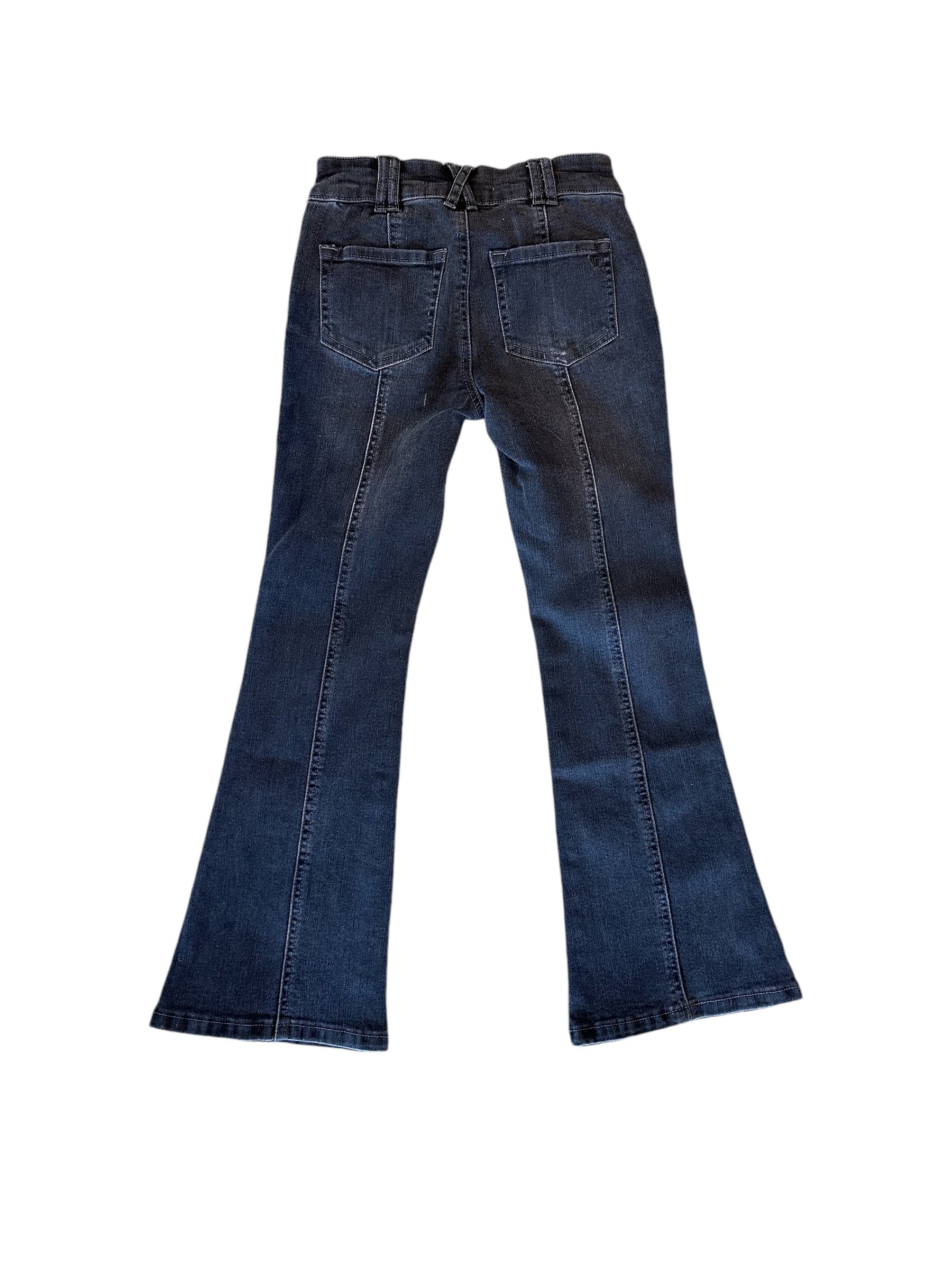 Black Wash Front Seam Flare Jean