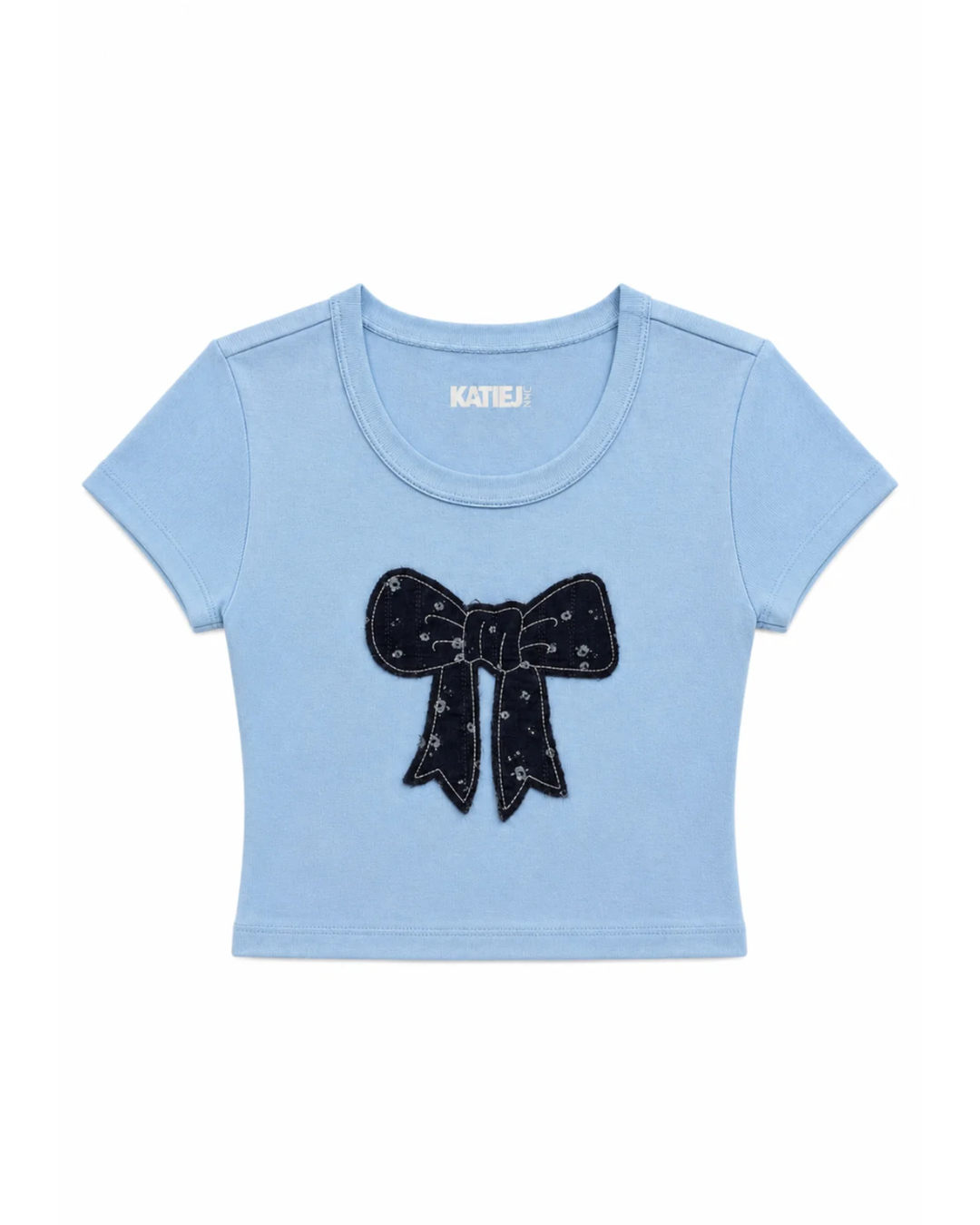 Boxy Baby Tee Baby Blue Bow
