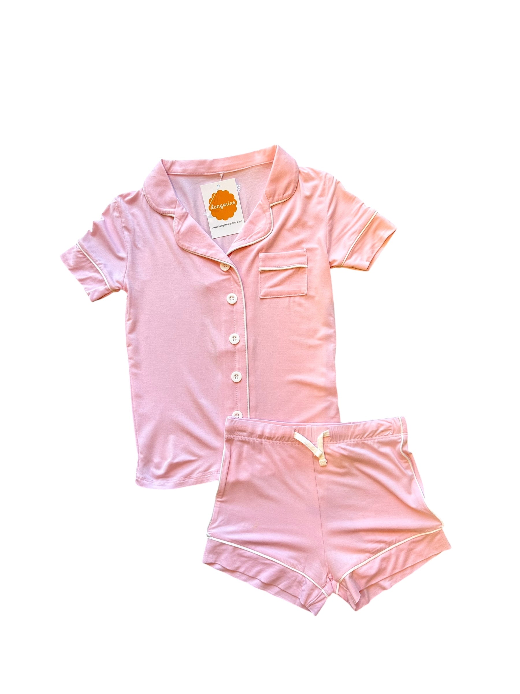 Spring Lynn Short Sleeve PJ Set Baby Pink/White