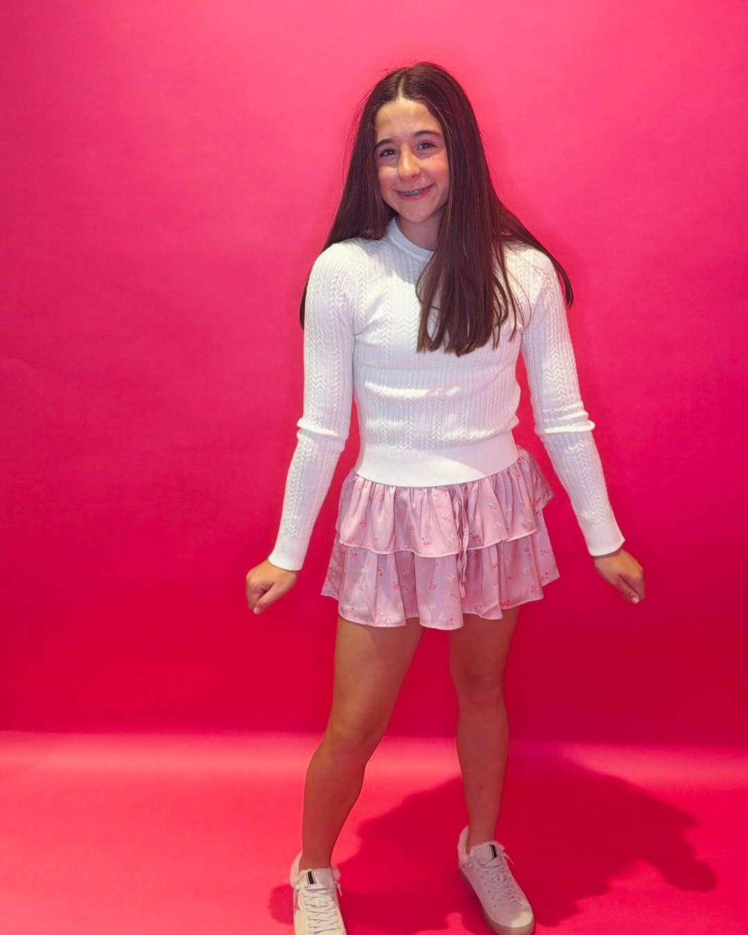 Willow Satin Skort Rose Bow Mauve