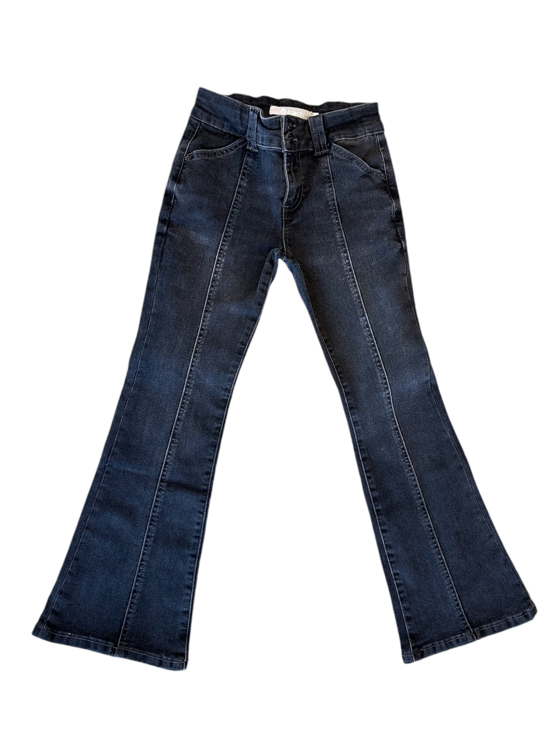 Black Wash Front Seam Flare Jean