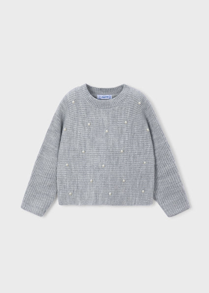 Pearly Sweater Skirt Set Grey