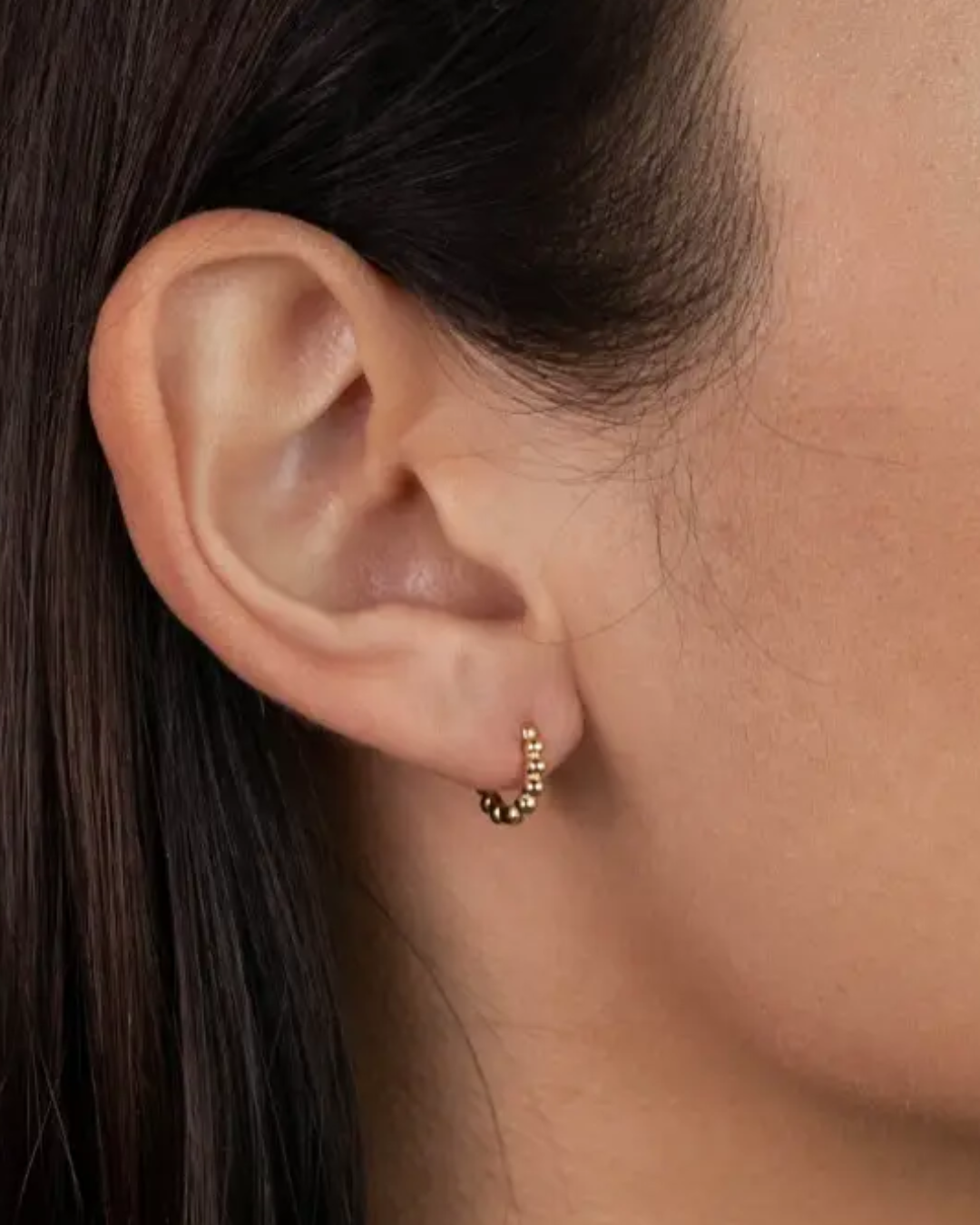 Tiny Ball Hoop Gold Earrings