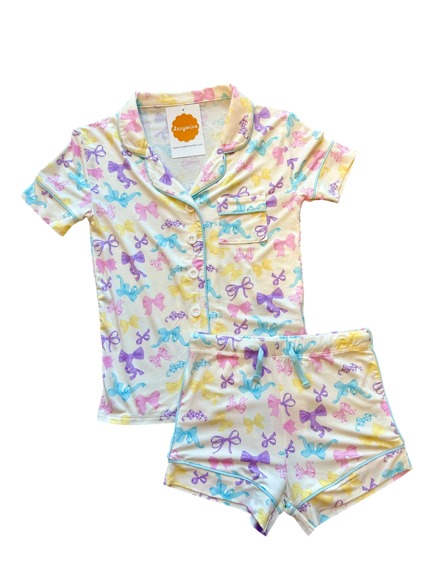 Spring Lynn Short Sleeve PJ Set Baby Pink/White